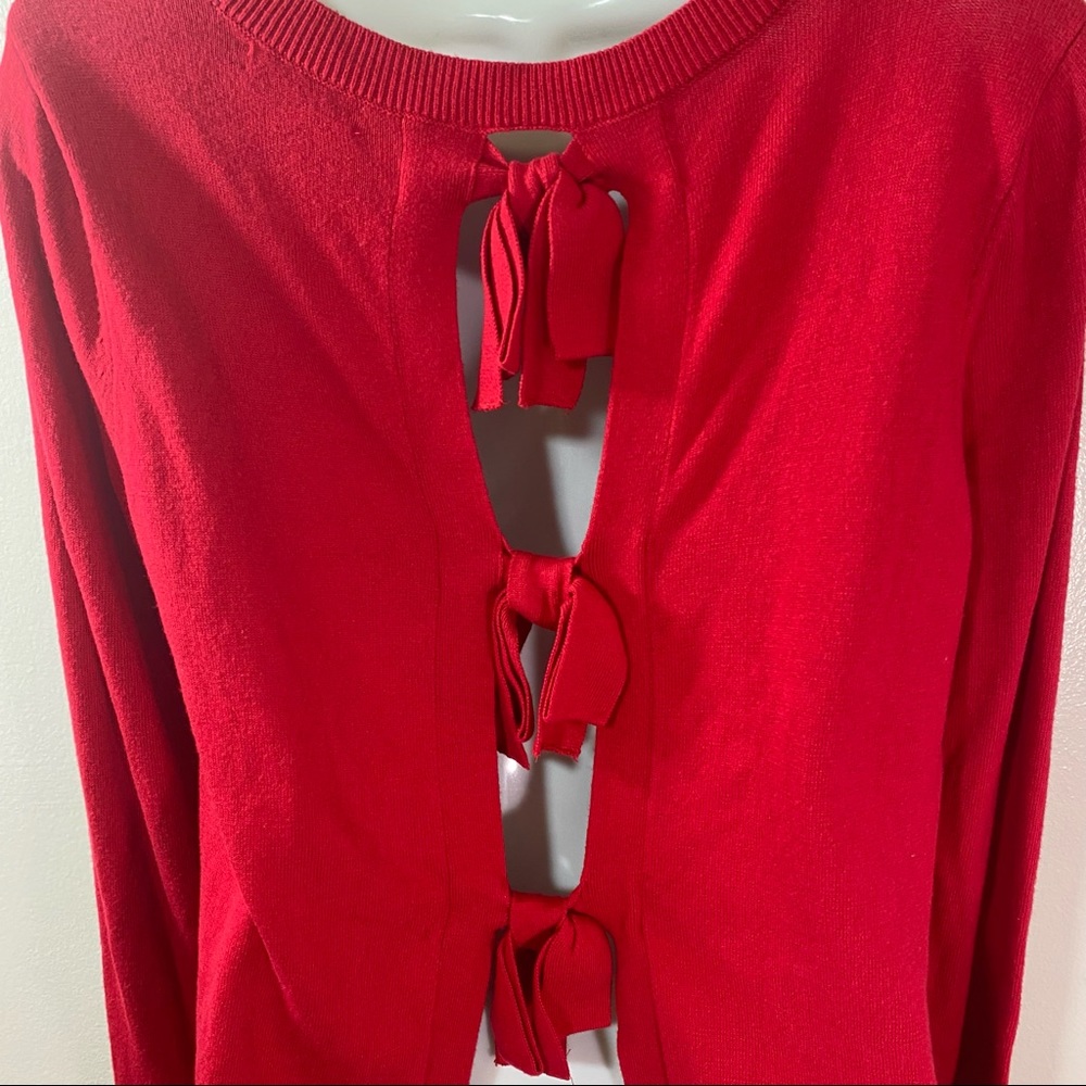 New York & Company Red Back Bow Cutout Sweater - Picture 3 of 9